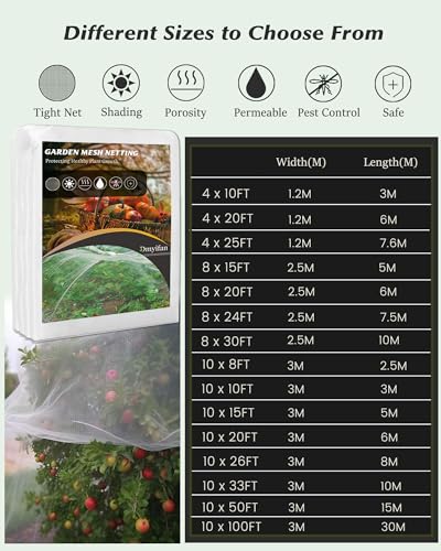 Dmyifan10x26Ft Ultra Fine Garden Mesh Netting Thicken Protection Netting for Vegetable Plant Fruits Health Growing, White Screen Barrier Net for Pest Bird Mosquito - size: 10 x 26 FT