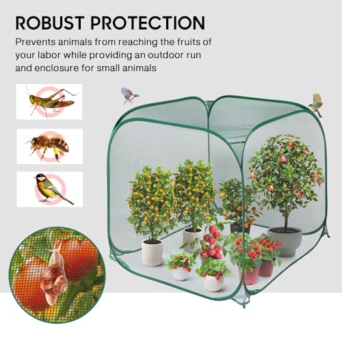 Pop Up Mesh Plant Cover, 35x35x38'' Garden Netting for Insect Protection - color: Green, size: 1 piece
