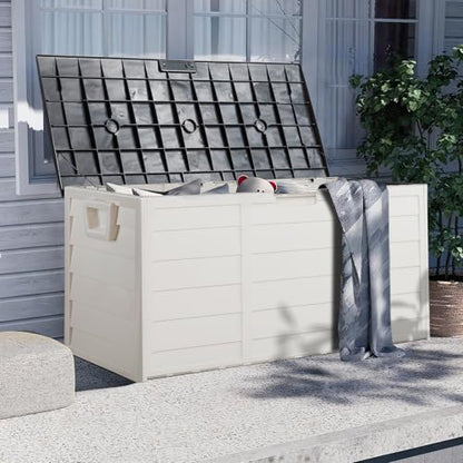 75 Gallon Outdoor Storage Box with Wheels Lockable Seat Waterproof Deck Box