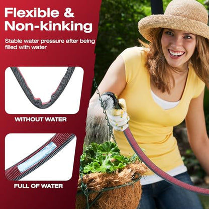 Flexible & Lightweight Garden Hose 25 FT - color: Gray/Red, size: 25 FT