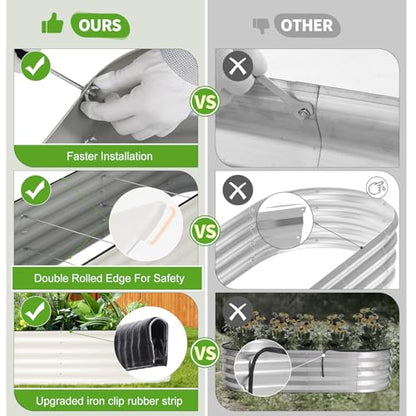 Galvanized Raised Garden Bed - 2 Pcs 8x2x1.4FT Planter Box, White - color: White, size: 8x2x1.4FT