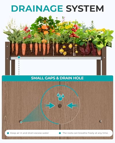 SERWALL Raised Garden Bed with Legs Set of 2-Brown - color: Brown, size: 2 pack