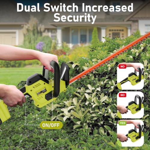 22 inch Hedge Trimmer Cordless with 2 Battery and Charger, 20V Bush Trimmer