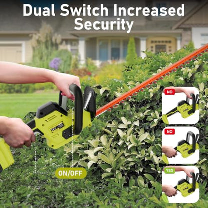 22 inch Hedge Trimmer Cordless with 2 Battery and Charger, 20V Bush Trimmer