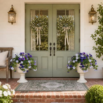 Artificial Flowers, 2-Pack Blue and White Faux Petunias - color: Blue and White - 2