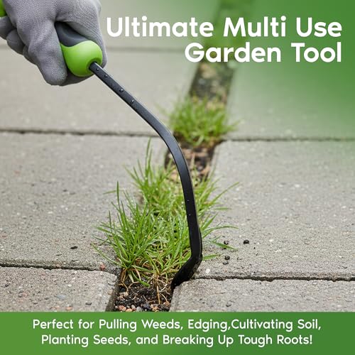 Garden Guru Hook Weeder Tool & Cultivator with Ergonomic Handle – High Carbon Steel Root Weed Puller Cultivator for Dandelion Weeding, Digging, Edging, Planting - Lightweight & Rust Resistant - size: 1 Pack