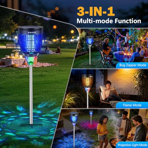 All‑in‑1 Solar Bug Zapper Outdoor, Electric Mosquito Killer Insect Trap - color: Black