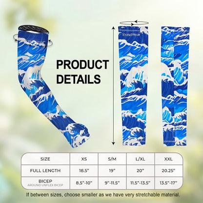 Evridwear Gardening Sleeves,UV Protection Cooling Arm Sleeve Women Men - color: Ocean Waves, size: Small-Medium