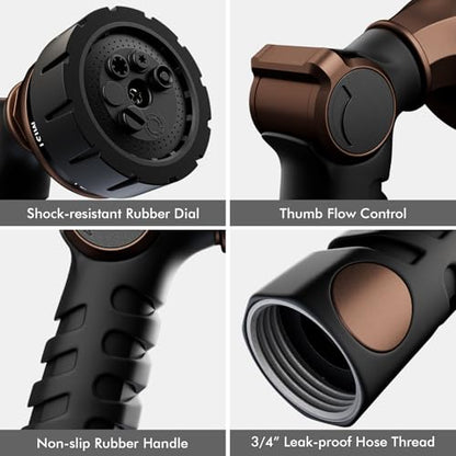 RESTMO Heavy Duty Hose Nozzle, Metal Garden Water Hose Sprayer - color: Oil Rubbed Bronze