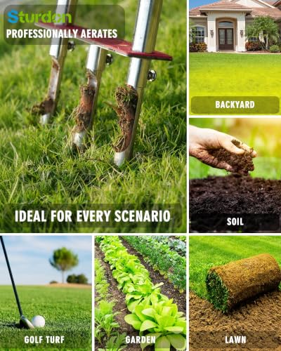 Manual Lawn Aerator - 42 Inch, 304 Stainless Steel Aerator Lawn Tool