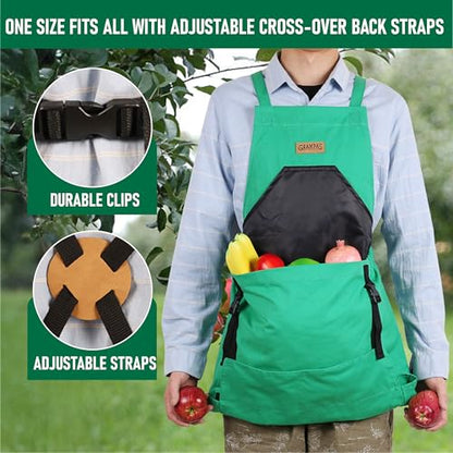 Grampa's Gardening Apron Cross Back Garden Apron with Large Pockets - color: Green