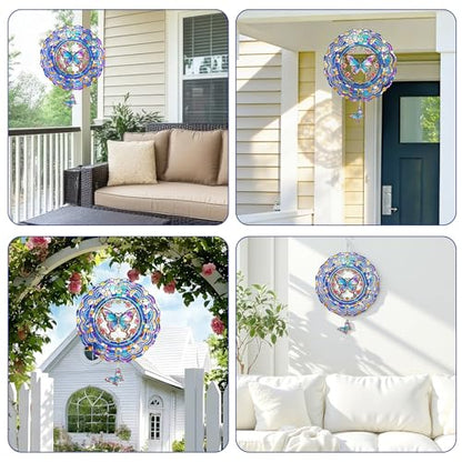 Butterfly Wind Spinner Outdoor Hanging for Yard Garden - color: Purple Butterfly