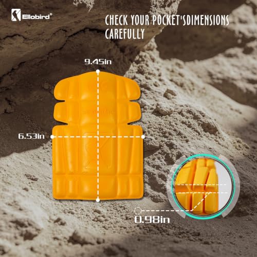 Ellobird Knee Pad Insert For Work Pants,9.45X6.53X0.98 inch 2 PCs - A Pair - color: yellow