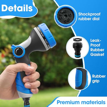 Garden Hose Nozzles,Hose Spray Nozzle with Adjustable 10 Watering Patterns - color: Blue&Blue