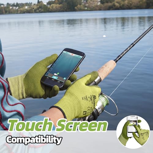 Schwer 2 Pairs A7 Cut Resistant Fishing Gloves, Touchscreen, CR3009, XL - color: Army Green, size: X-Large