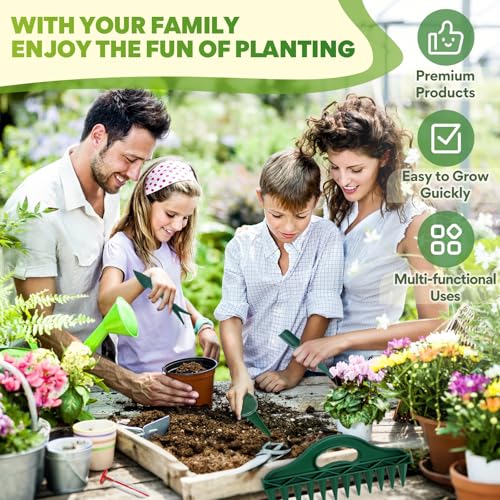 7 Pcs Seed Planter Tools, 12-Hole Garden Dibber, Seed Spreader