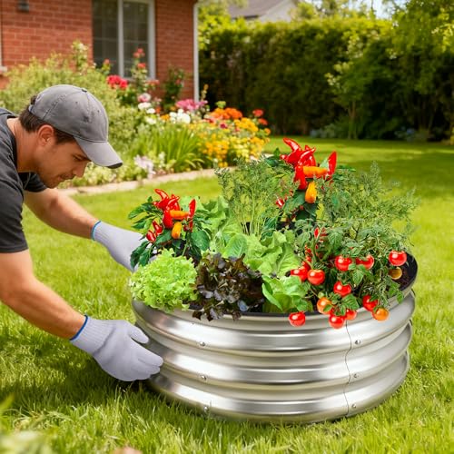 2 Sets 2x2x 1 ft Raised Garden Bed Liner Bag,Plants Grow Bed Fabric Liners - color: Circular