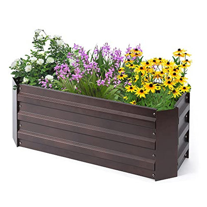 LuxenHome Galvanized Raised Garden Bed Kit, 32"