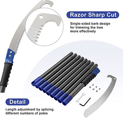 Pole Saws for Tree Trimming, 10 FT Long Extension Pruning Saw, Lightweight Stainless Steel Extension High Pole Pruning Pole Saw with Blade for Trimmer Yard Garden and Patios Trees Branches - size: 10 FT