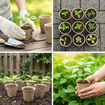Peat Pots 150 Pack with 100 Plant Labels, 3.15 Inch Biodegradable Seedling Nursery Pots with Drainage Holes - size: 150 Pack