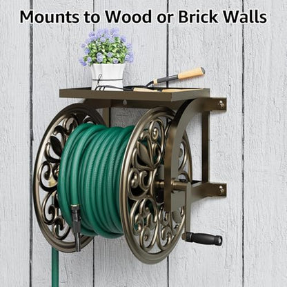 GOFORWILD Wall Mount Garden Hose Reel, Holds 200-Feet of 5/8-Inch Hose