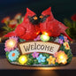 Solar Garden Statues 5.3" Couple Red Cardinal Figurines with Welcome Sign - style: Cardinal