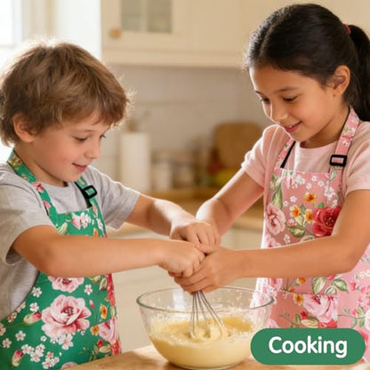 Kids Apron with Pockets, Polyester Floral for Cooking & Gardening, Adjustable Neck, Toddlers, 17.7x23.2 Inches - color: Blue