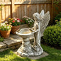 15.35" Angel Bird Bath Statue, Resin Garden Sculpture - color: Angel Bird Bath
