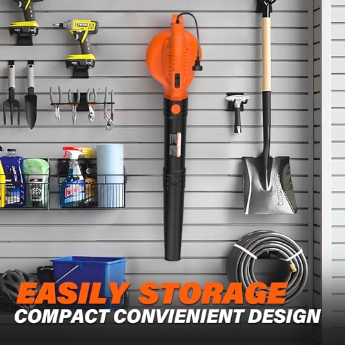 MAXLANDER 7-Amp Electric Leaf Blower, Handheld Blowers for Lawn Care - color: Orange