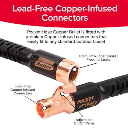 Pocket Hose 100 FT Copper Bullet Hose, 10-Pattern, 650psi - size: 100 Ft