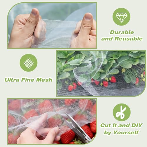 Garden Netting 5'x20' Insect Pest Barrier Bird Netting for Garden Protection,Row Cover Mesh Netting for Vegetables Fruit Trees and Plants,White - size: 5FT*20FT