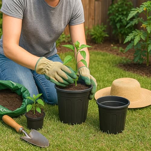 50 Pack 1 Gallon Flexible Plant Nursery Pots for Plants with Drainage Holes - size: 1 Gallon