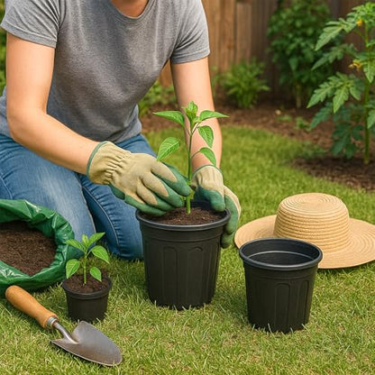 50 Pack 5 Gallon Flexible Plant Nursery Pots for Plants with Drainage Holes - size: 5 Gallon