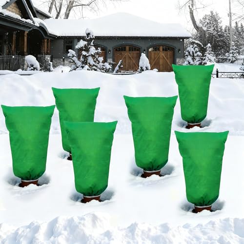 Plant Covers Wind and Frost Protection, Plant Covers with Zipper Drawstring - color: Green