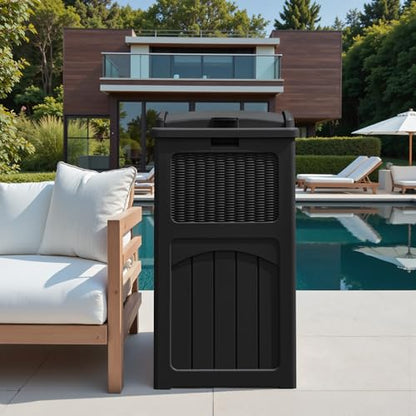 Greesum 2 Pack 33 Package Delivery Box for Outside, Waterproof Resin Garbage Bin with Lid for Hideaway, Deck, Patio, Black - color: Black, style: 2 Pack