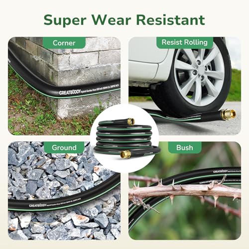 GreatBuddy Garden Hose 50 ft, 5/8" Flexible Rubber Water Hose - size: 50ft
