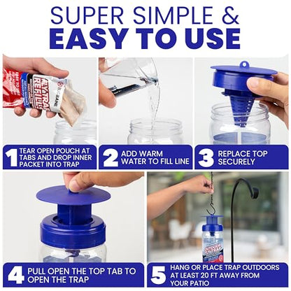 Fly Trap Outdoor Fly Traps for Patio with 2 Non-Toxic Dissolvable Bait Refills. Reusable Hanging Bug Catcher Killer for All Filth Flies for Outside Bug Control Yard Ranch. Hanging Chains Included. - style: 1pack