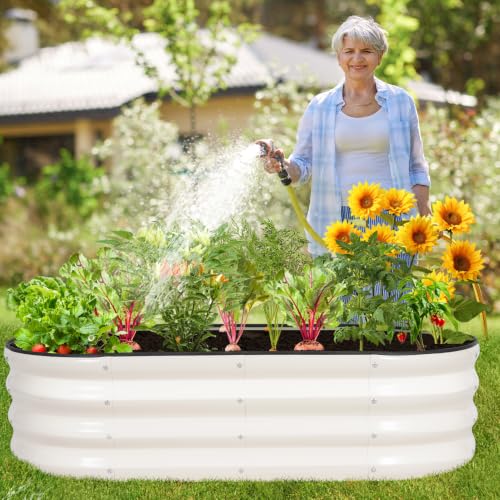 Galvanized Raised Garden Bed, 4x2x1ft, 2 Pack, Pearl White - color: Pearl White, size: 4×2×1ft (2 Packs)