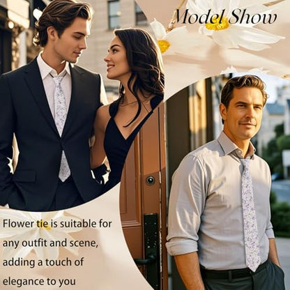 Pre Tied Floral Ties for Men Cotton Zipper Tie Colorful Necktie - color: Style-07