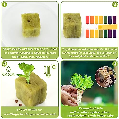 Halatool 1.5 in Rockwool Cubes for Hydroponics, 98 Plugs Seed Starter Cubes - color: 2 Sheets, size: 1.5" Cubes
