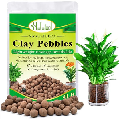 Halatool 4LB Leca Balls for Indoor Plants, 4-16mm Clay Pebbles for Drainage - size: 4LB