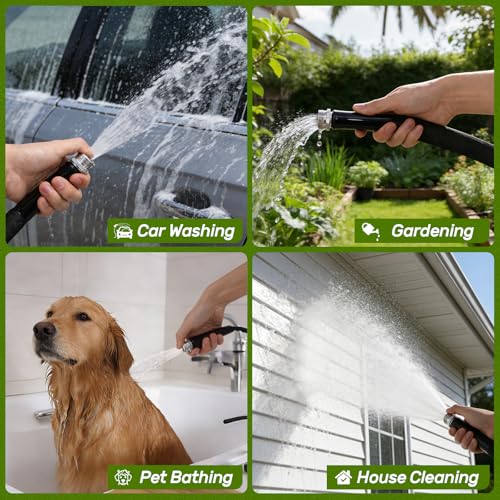 Garden Hose 50ft Non-Expandable Lightweight,Premium Flexible, Kink-Resistant Design, Extra Durable & Leakproof with Solid Fittings, Easy Coil Storage for Car, Lawn, Pet & Outdoor Using (50FT) - size: 50FT