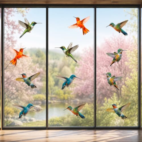 12 Pcs Anti Collision Window Bird Stickers Decals Glass Door Protect and Save Bird Strikes - color: Colorful