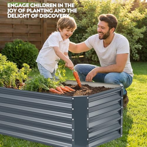 Raised Garden Bed Kit 6x2x1.4ft, Metal Planter Boxes Outdoor,IronGrey - color: Irongrey, size: 6x2x1.4ft