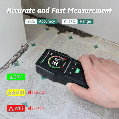Pinless Moisture Meter for Wall,Floor – Digital Moisture Tester - color: Red_green