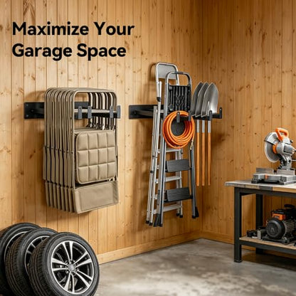 Expandable Folding Chair Storage Racks Wall Mount, 11.4"–15.7" Adjustable