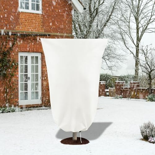 8 Pack Plant Covers Freeze Protection, 31.5"x47.2" with Zipper Drawstring - color: White