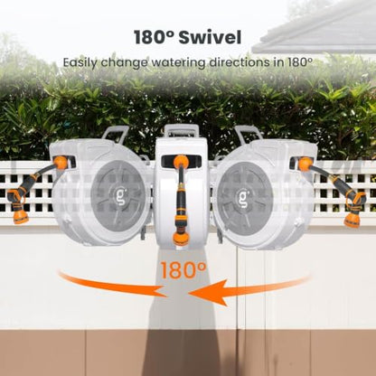 Giraffe Tools Retractable Hose Reel 1/2" x 65 ft Wall Mount Auto Rewind - size: 65ft