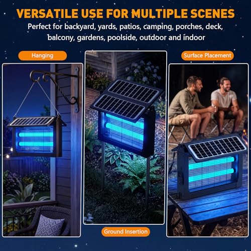 Solar Bug Zapper Outdoor, 4500V Mosquito Zapper with Dual Solar Panels - color: Black