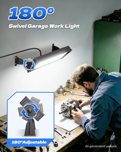 2 Pack LED Shop Lights, 100W 14000LM 6000K Plug in Garage Light Waterproof - size: 2 Piece